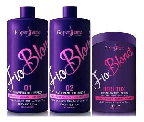 Fio Perfeitto Perfect Blond Hair Straightener Kit 3x1000ml - Keratinbeauty